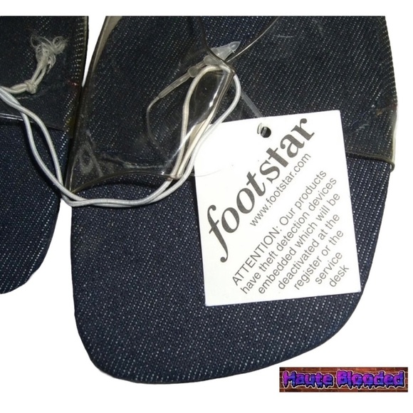 Vintage 90s y2k Deadstock Clear Lucite Plastic Denim Slides Square Toe Heels 7 - Picture 12 of 15